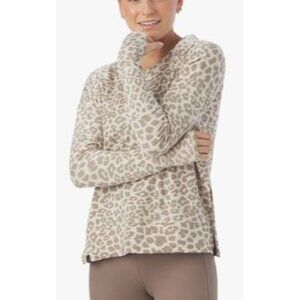 Glyder Lounge Long Sleeve Top Size Medium NWT Oatmilk White Leopard Yoga Fitness